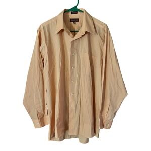 Covington Mens Peach Long Sleeve Button Down Dress Shirt Size L G